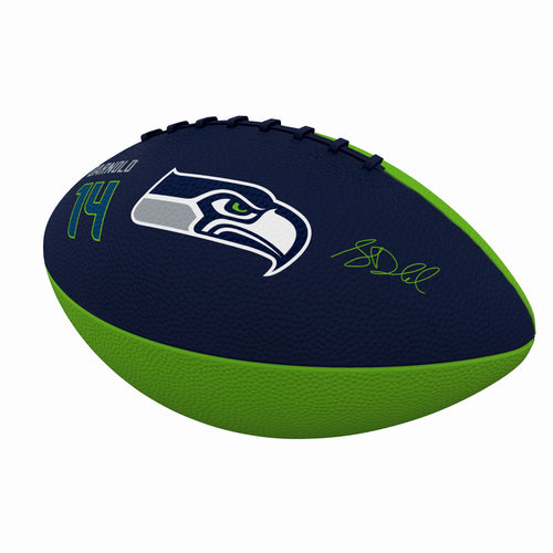 Mini rubber football featuring Seattle Seahawks player Sam Darnold in team colors, ideal for recreation and fan collection.