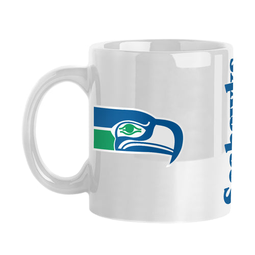 Seattle Seahawks 15oz sublimated mug with team logo and vibrant Seahawks graphics on durable drinkware.