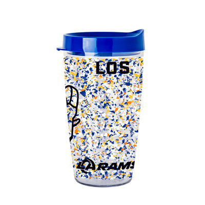 LA Rams 16oz Terrazzo Dbl Wall Clear Tumbler