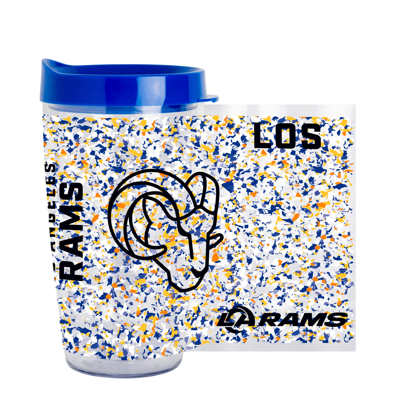 LA Rams 16oz Terrazzo Dbl Wall Clear Tumbler