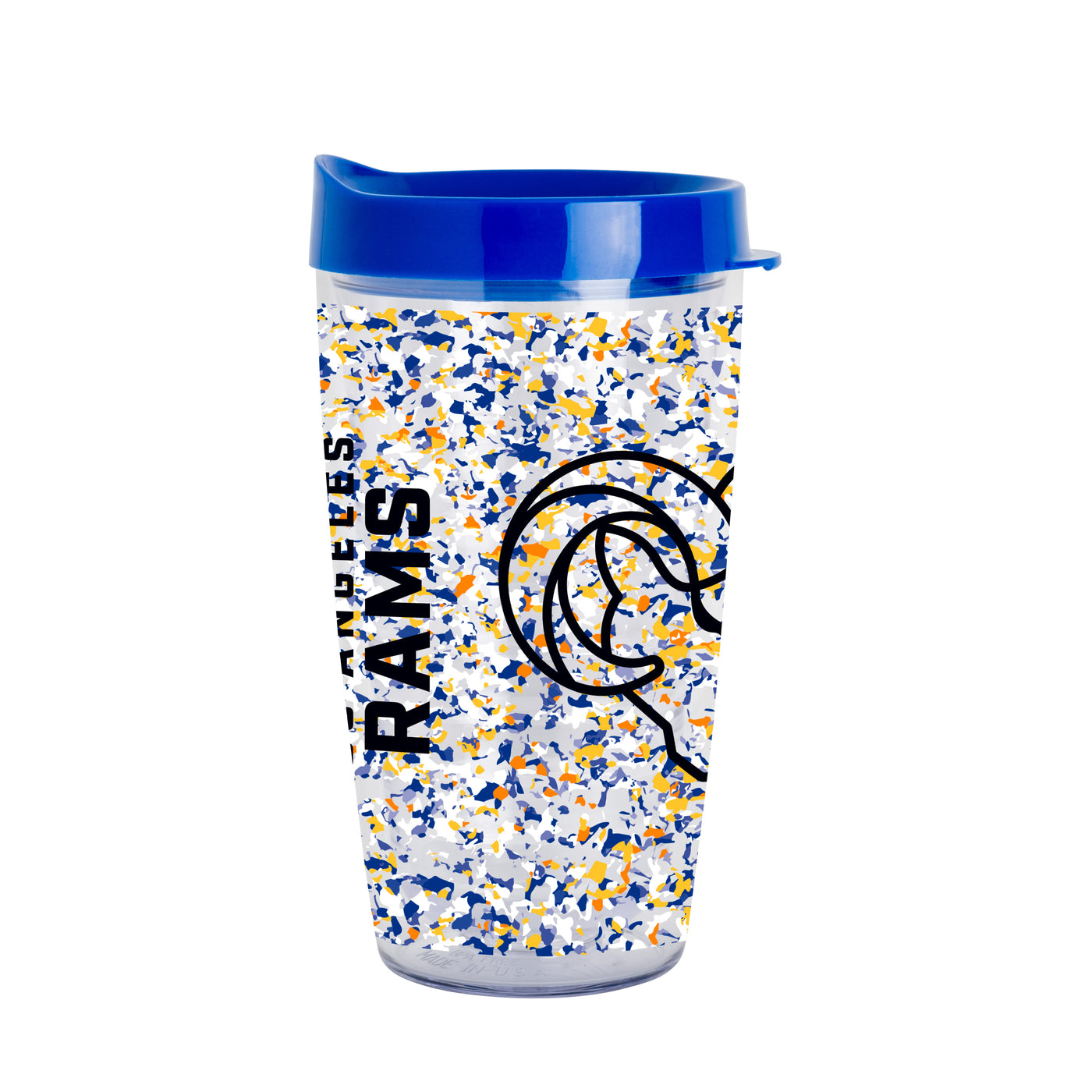 LA Rams 16oz Terrazzo Dbl Wall Clear Tumbler