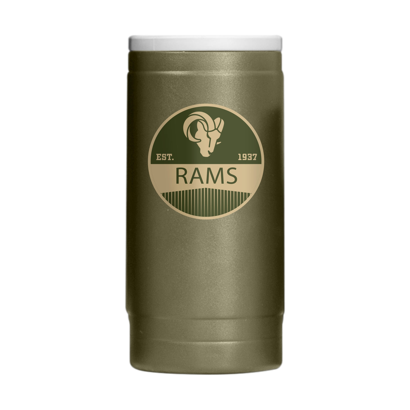 LA Rams  Badge Powder Coat Slim Can Coolie