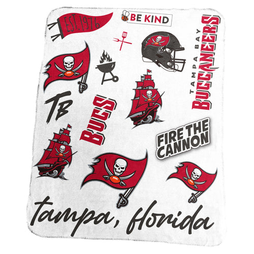 Tampa Bay Buccaneers classic Native fleece throw blanket with team logo and vibrant red and pewter colors.