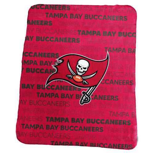 Tampa Bay Buccaneers classic fleece blanket by Logo Brands, featuring team logo and red and black team colors.