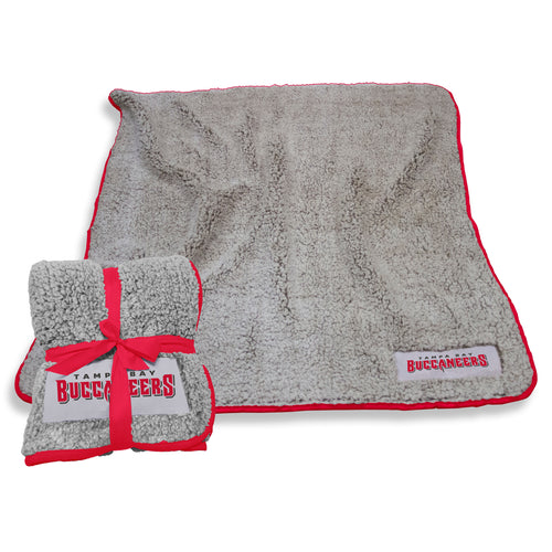 Frosty fleece blanket featuring Tampa Bay Buccaneers logo and team colors, soft and cozy for fans.