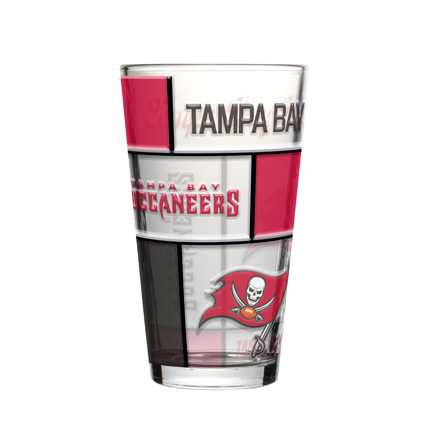 Tampa Bay Buccaneers 16oz Quilted Stained Pint Glass