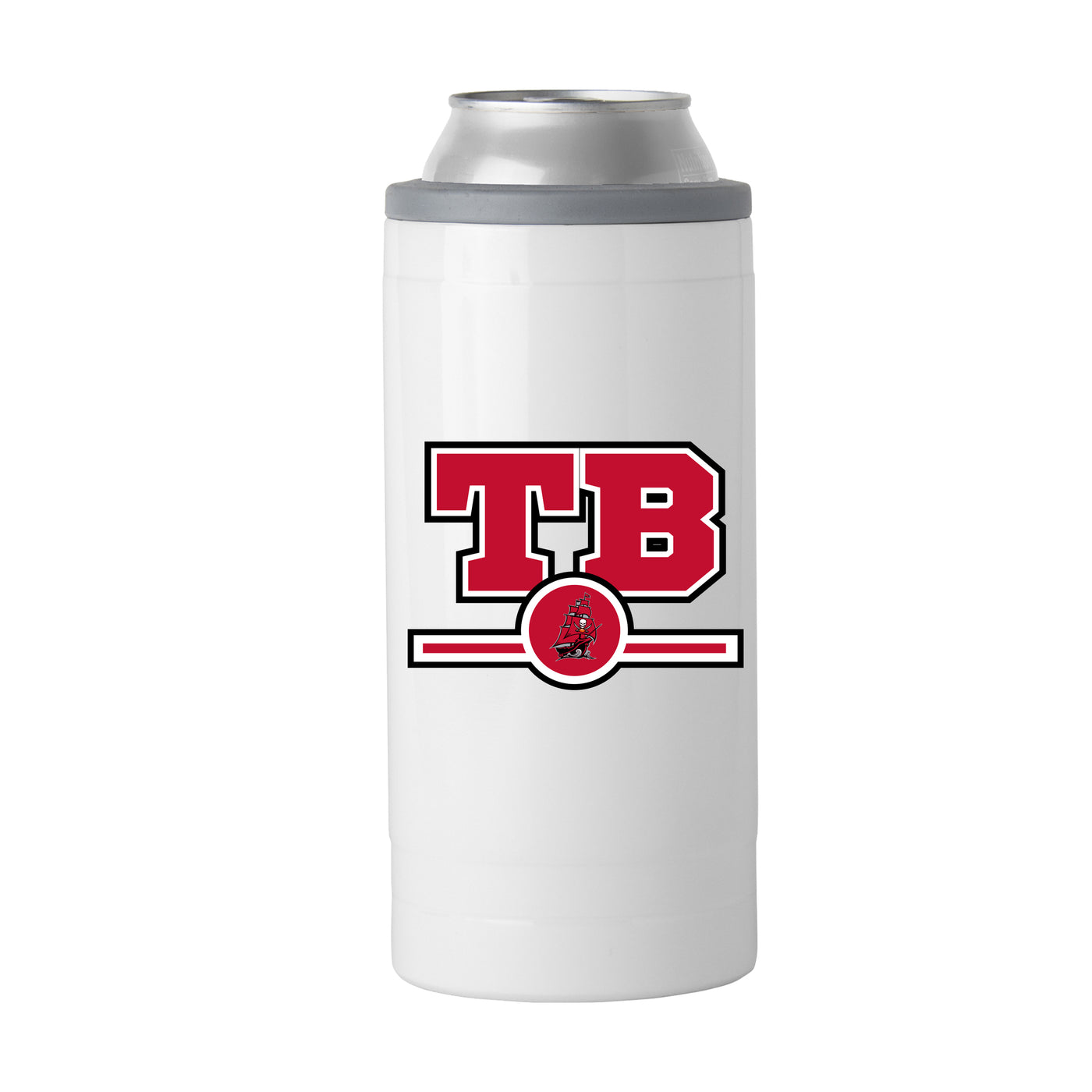 Tampa Bay Buccaneers Letterman 12 oz Slim Can Coolie