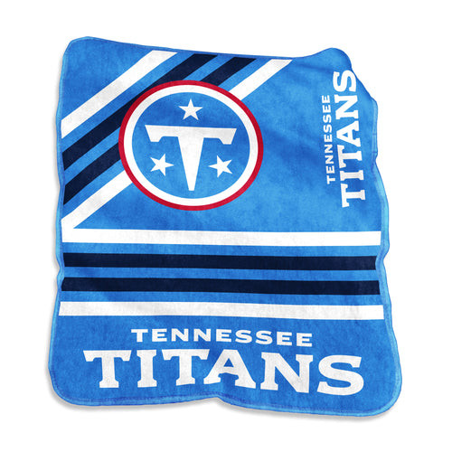Tennessee Titans Raschel throw blanket by Logo Brands, soft and cozy with team logo and colors, perfect for fans.