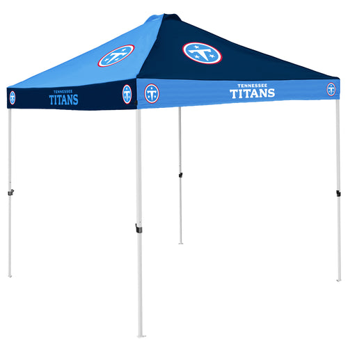 Tennessee Titans checkerboard canopy shelter with team logos, ideal for outdoor games and tailgating events.