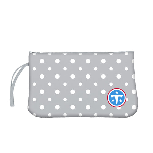 Tennessee Titans Dot Wristlet bag with team logo and blue and white pattern, made by Logo Brands.