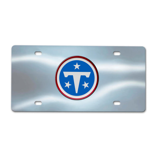 Tennessee Titans chrome diecast license plate with team logo and branding, designed for vehicle decoration.