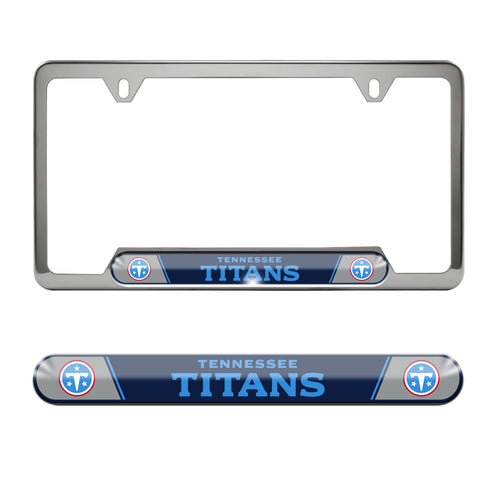 NFL Tennessee Titans embossed license plate frame by Logo Brands, featuring team logo and durable metal construction.