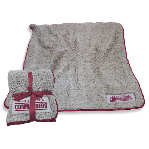 Washington Commanders Frosty Fleece blanket by Logo Brands, soft and cozy with team logo and colors, perfect for game day comfort.