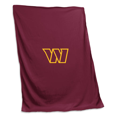 Washington Commanders sweatshirt blanket featuring team logo and cozy fabric, perfect for fans and home decor.