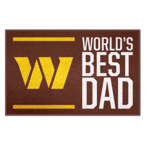 NFL Washington Commanders starter mat by Logo Brands featuring "World's Best Dad" design for sports fans and home decor.