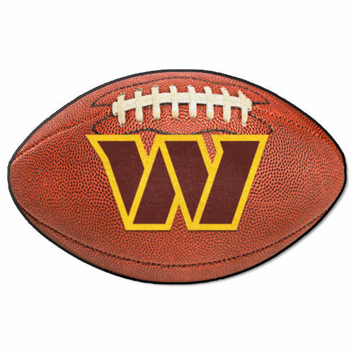 NFL Washington Commanders football mat by Logo Brands featuring team logo and vibrant design on durable mat surface.