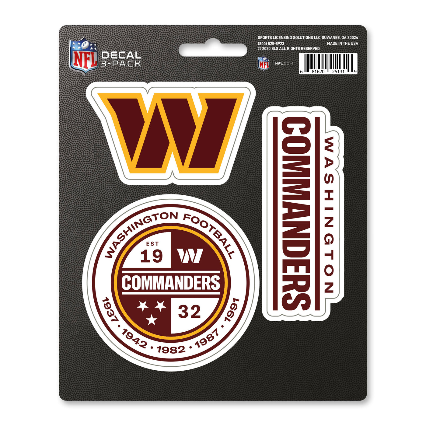NFL - Washington Commanders Decal 3-pk