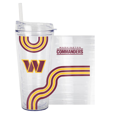 Washington Commanders 22oz Waves Dbl Wall Clear Tumbler