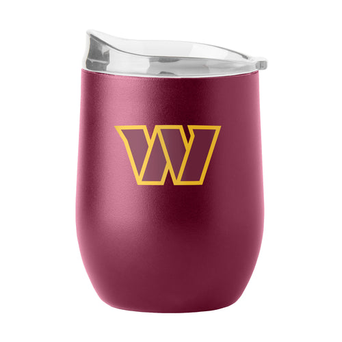 Washington Commanders 16oz Flipside powder coat curved beverage tumbler with logo branding and colorful team design.