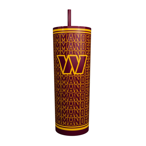 Washington Commanders 30oz Echo SS straw tumbler by Logo Brands, stainless steel drinkware with team logo and straw for beverages.