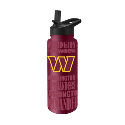 Washington Commanders 34oz Replay Quencher Bottle with team logo and durable plastic drinkware for sports fans.