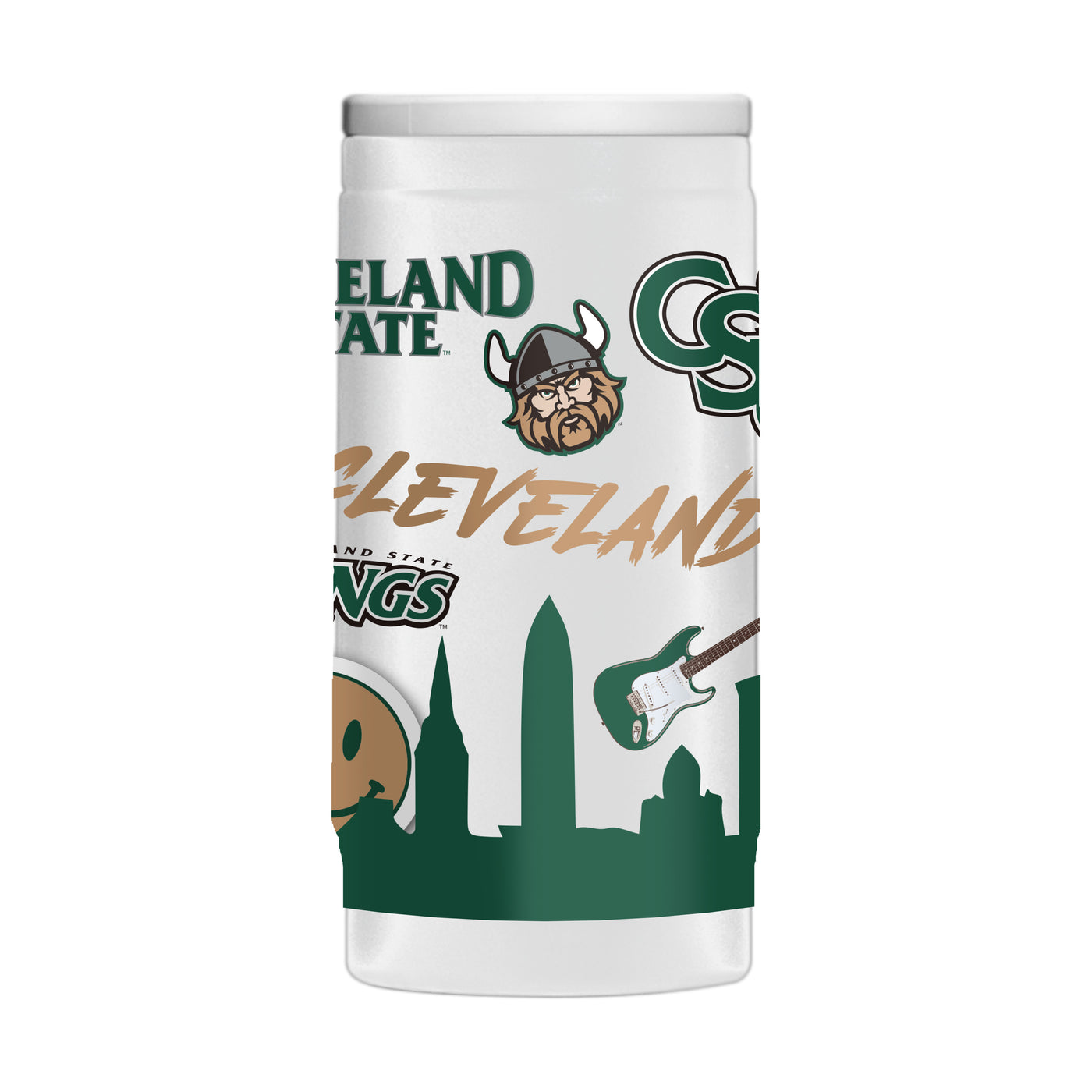 Cleveland State 12oz Native Powder Coat Slim Can Coolie