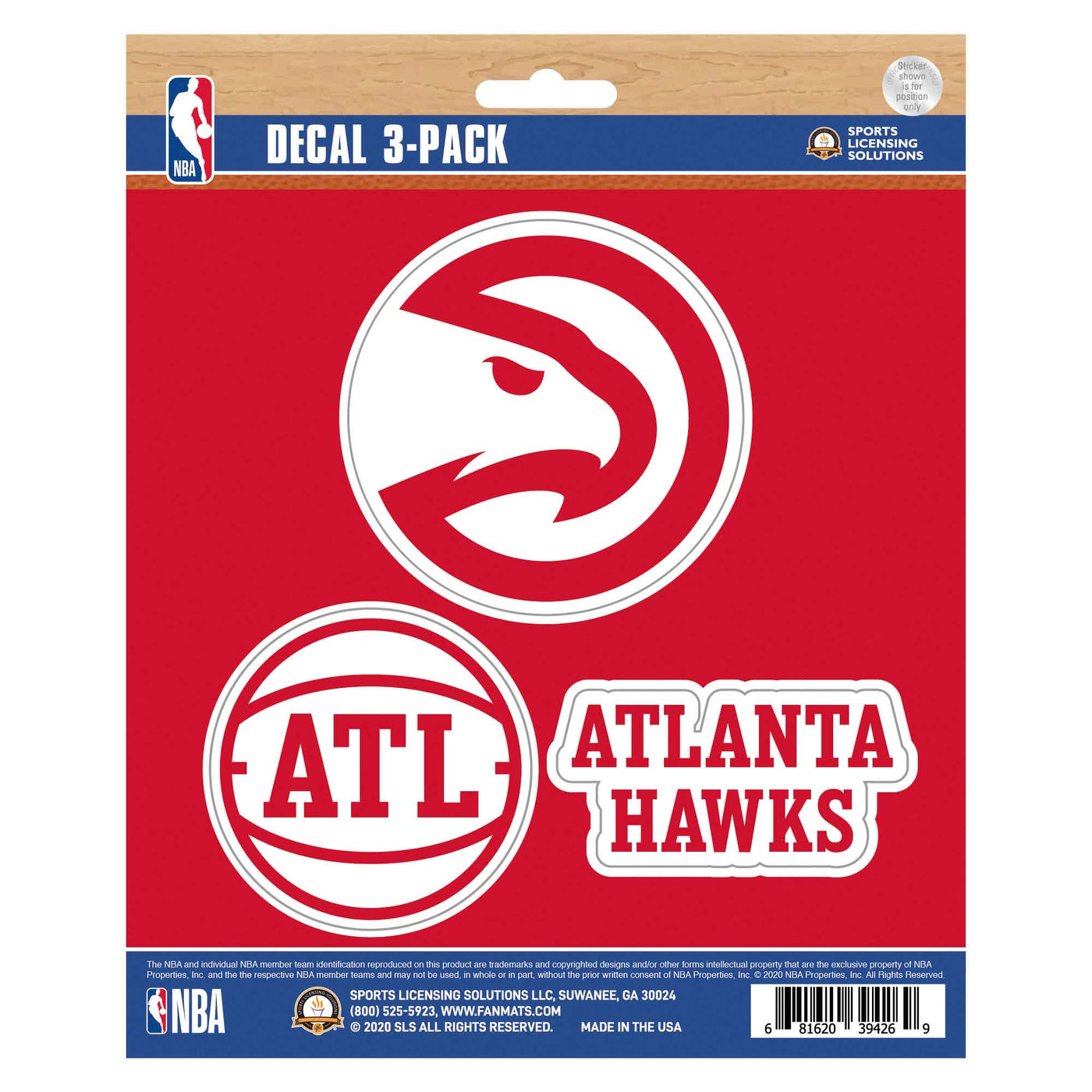 NBA - Atlanta Hawks Decal 3-pk
