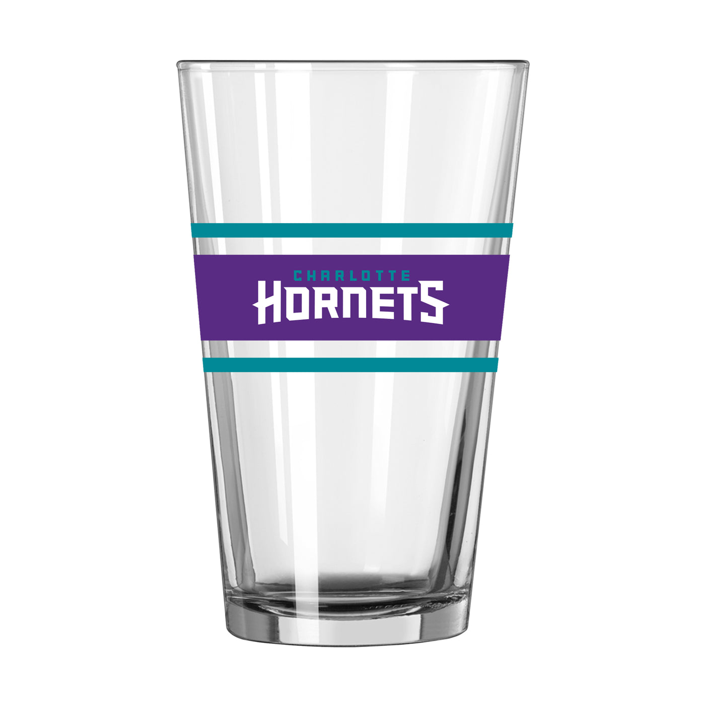 Charlotte Hornets 16oz Stripe Pint Glass - Logo Brands