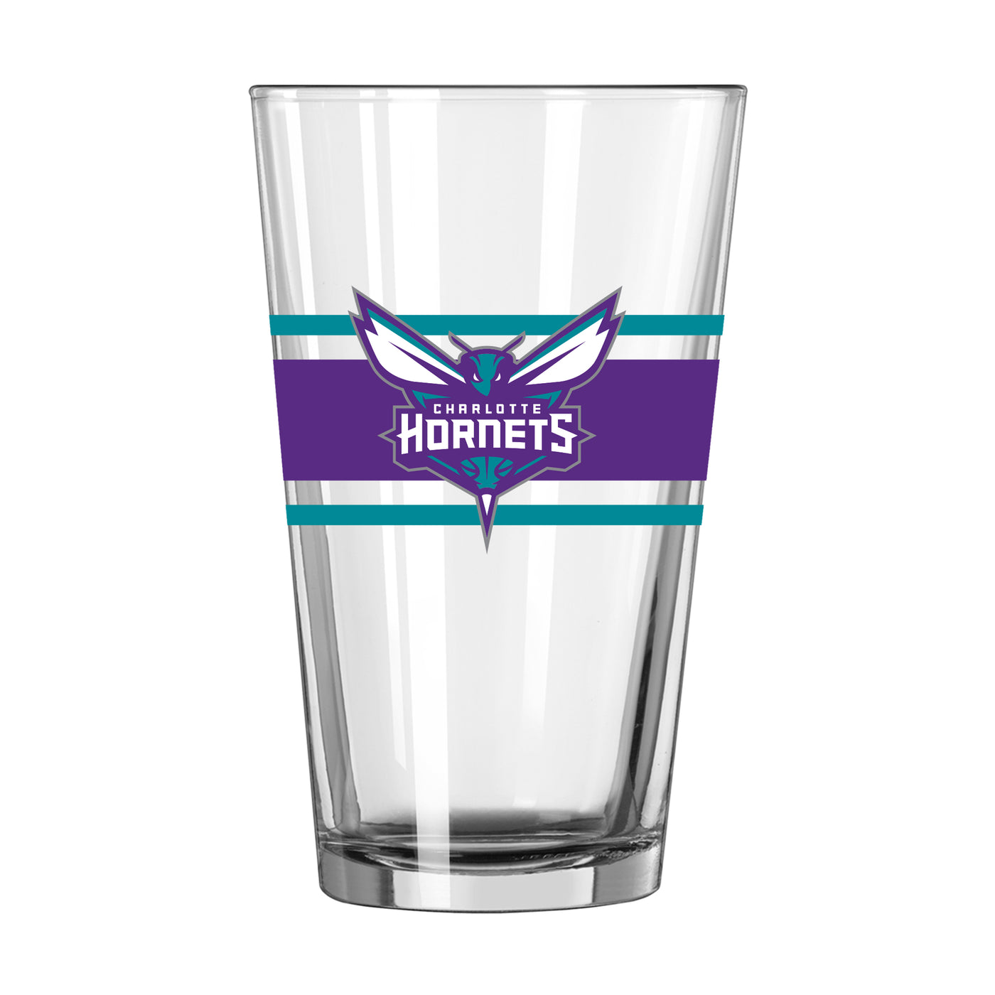 Charlotte Hornets 16oz Stripe Pint Glass - Logo Brands