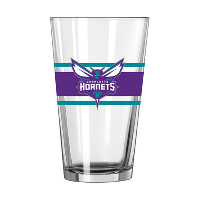 Charlotte Hornets 16oz Stripe Pint Glass - Logo Brands