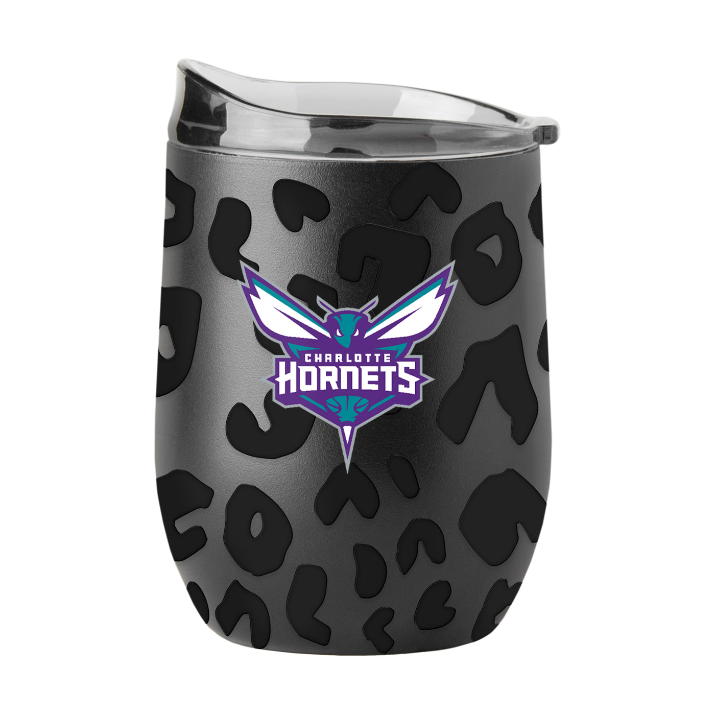 Charlotte Hornets Leopard 16oz Black Powdercoat Curved Beverage