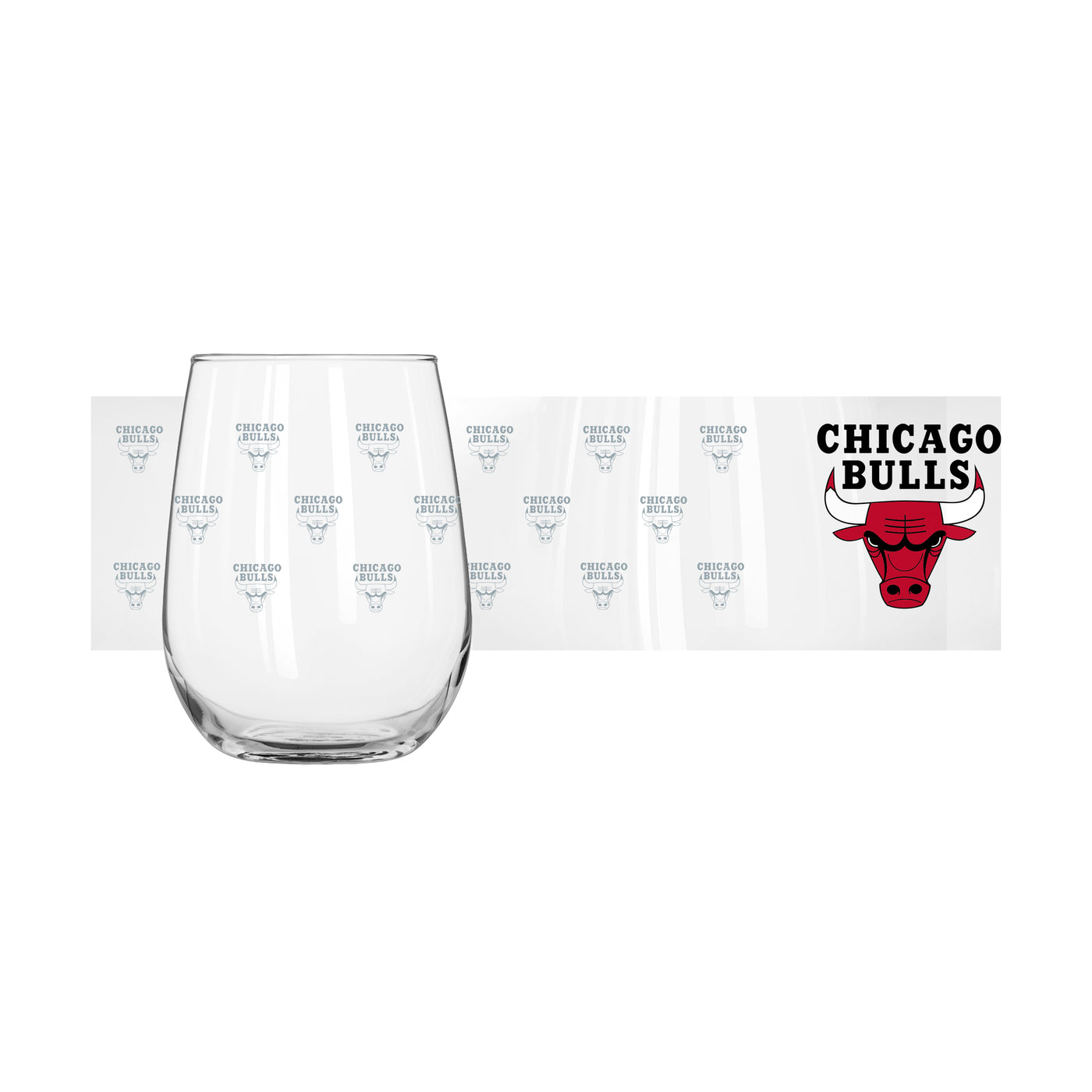 Chicago Bulls 16oz Satin Etch Curved Beverage Glass