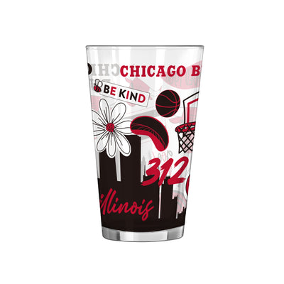 Chicago Bulls 16oz Native Pint Glass - Logo Brands