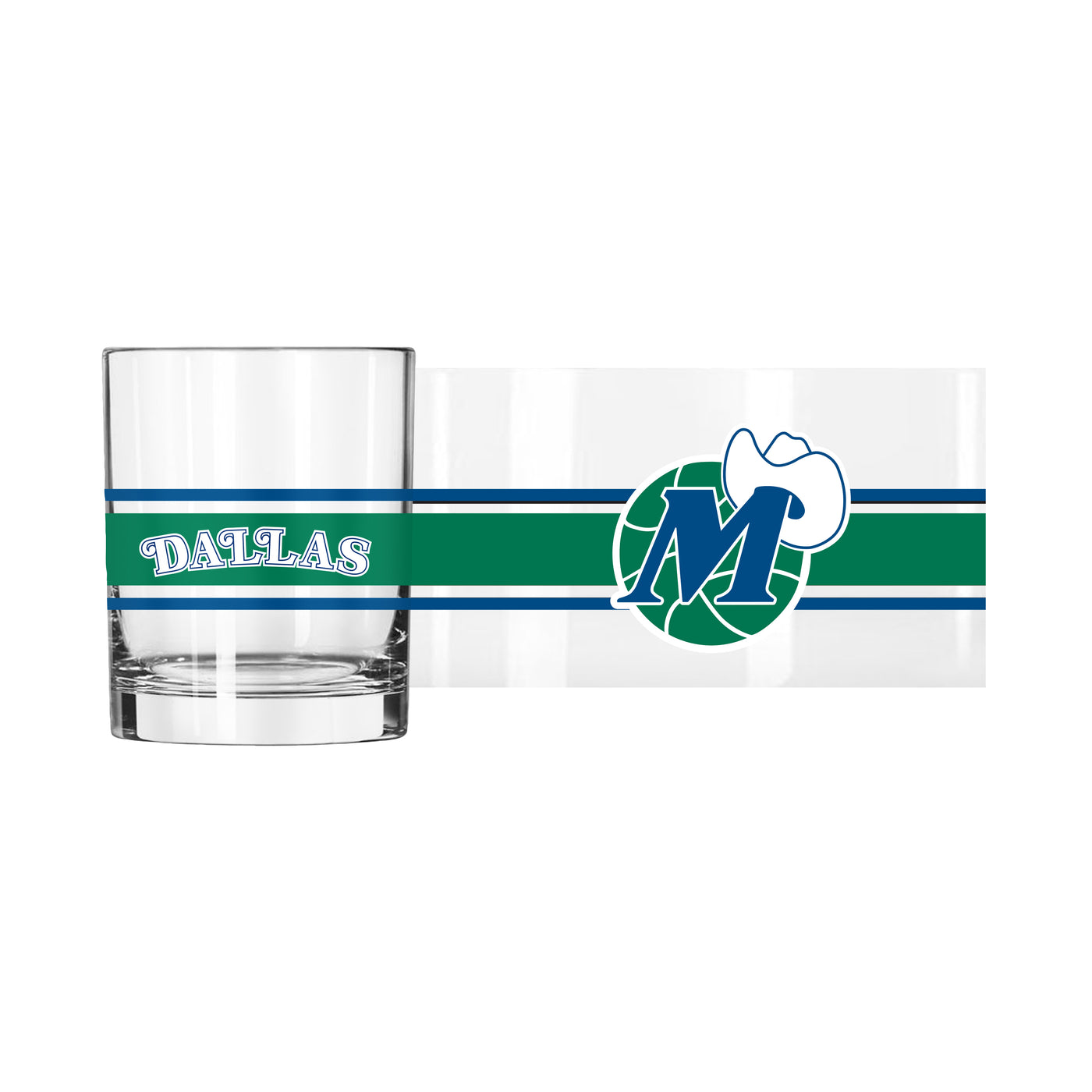 Dallas Mavericks 14oz Vintage Stripe Rocks Glass