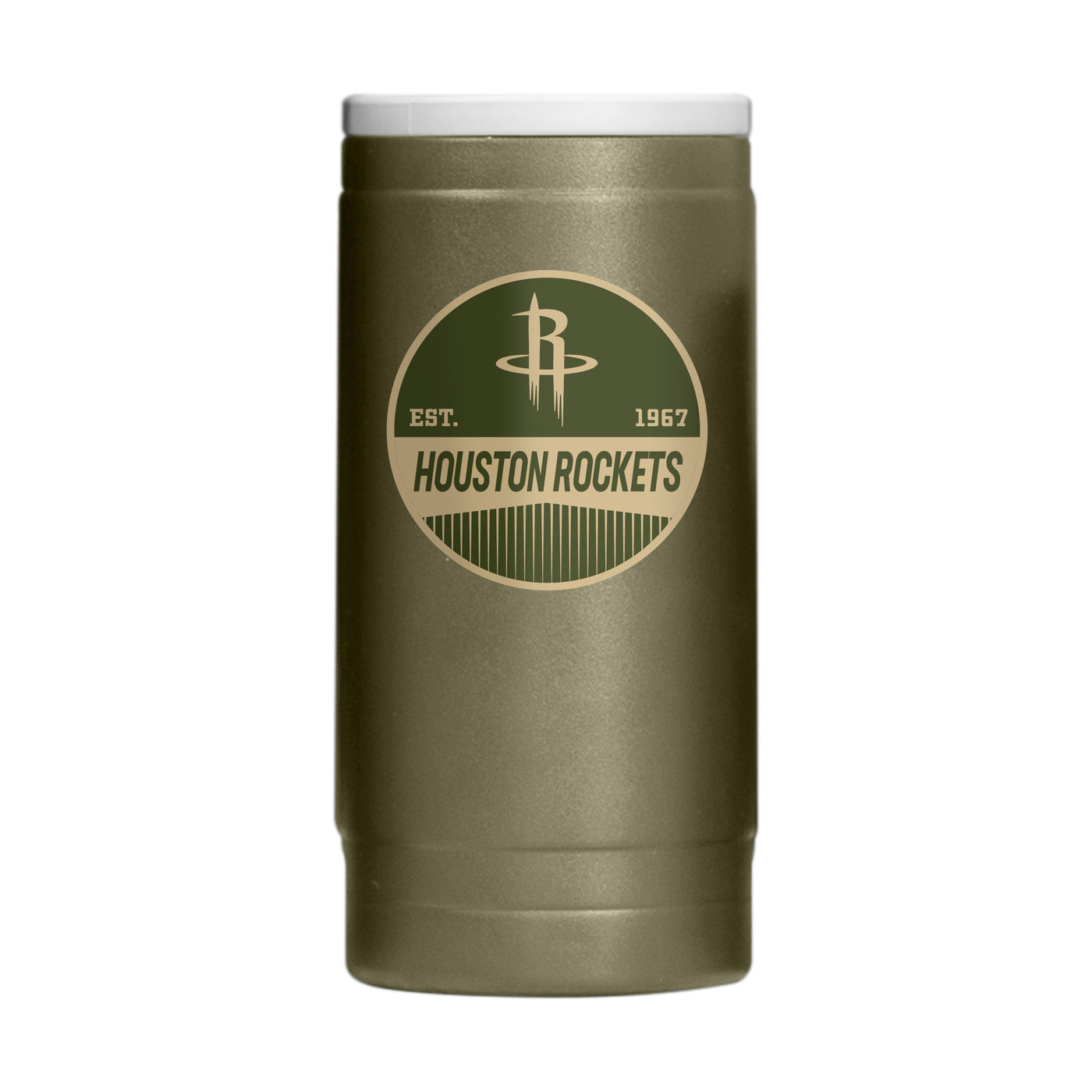Houston Rockets  Badge Powder Coat Slim Can Coolie