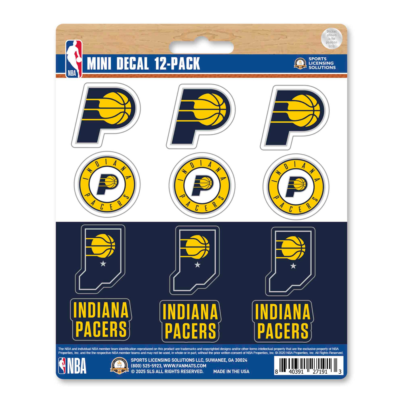 NBA - Indiana Pacers Mini Decal 12-pk