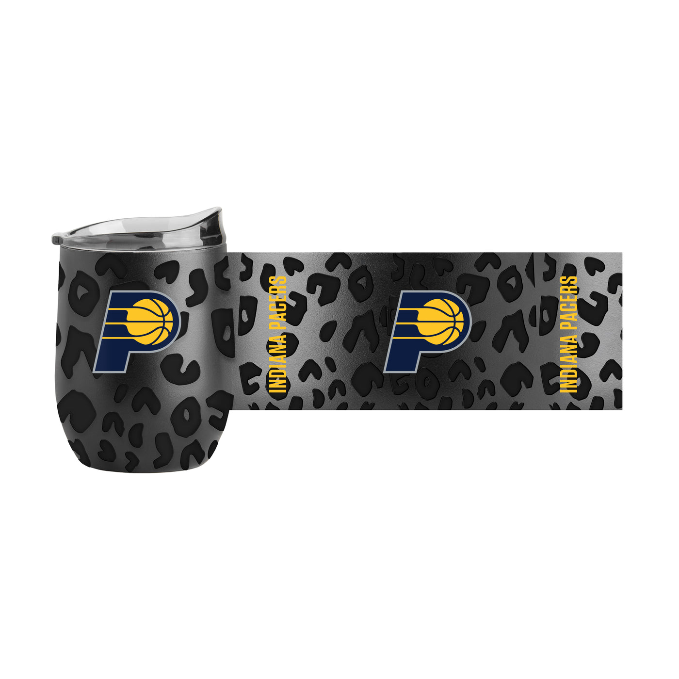 Indiana Pacers Leopard 16oz Black Powder Coat Curved Beverage