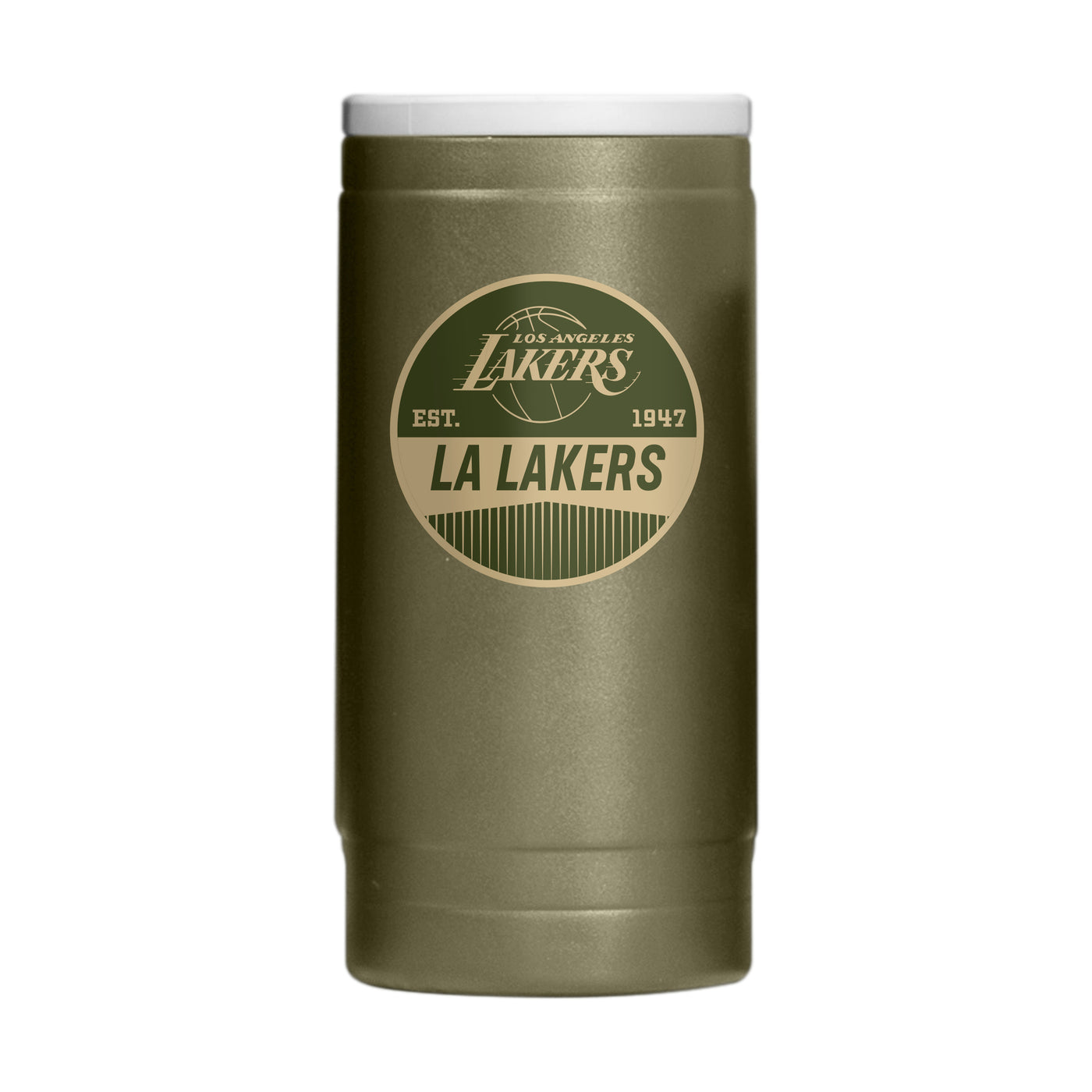 Los Angeles Lakers  Badge Powder Coat Slim Can Coolie