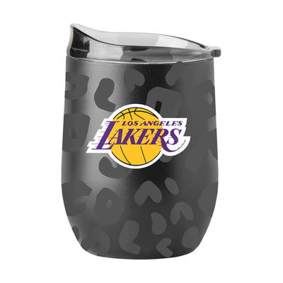 Los Angeles Lakers Leopard 16oz Black Powder Coat Curved Beverage - Logo Brands