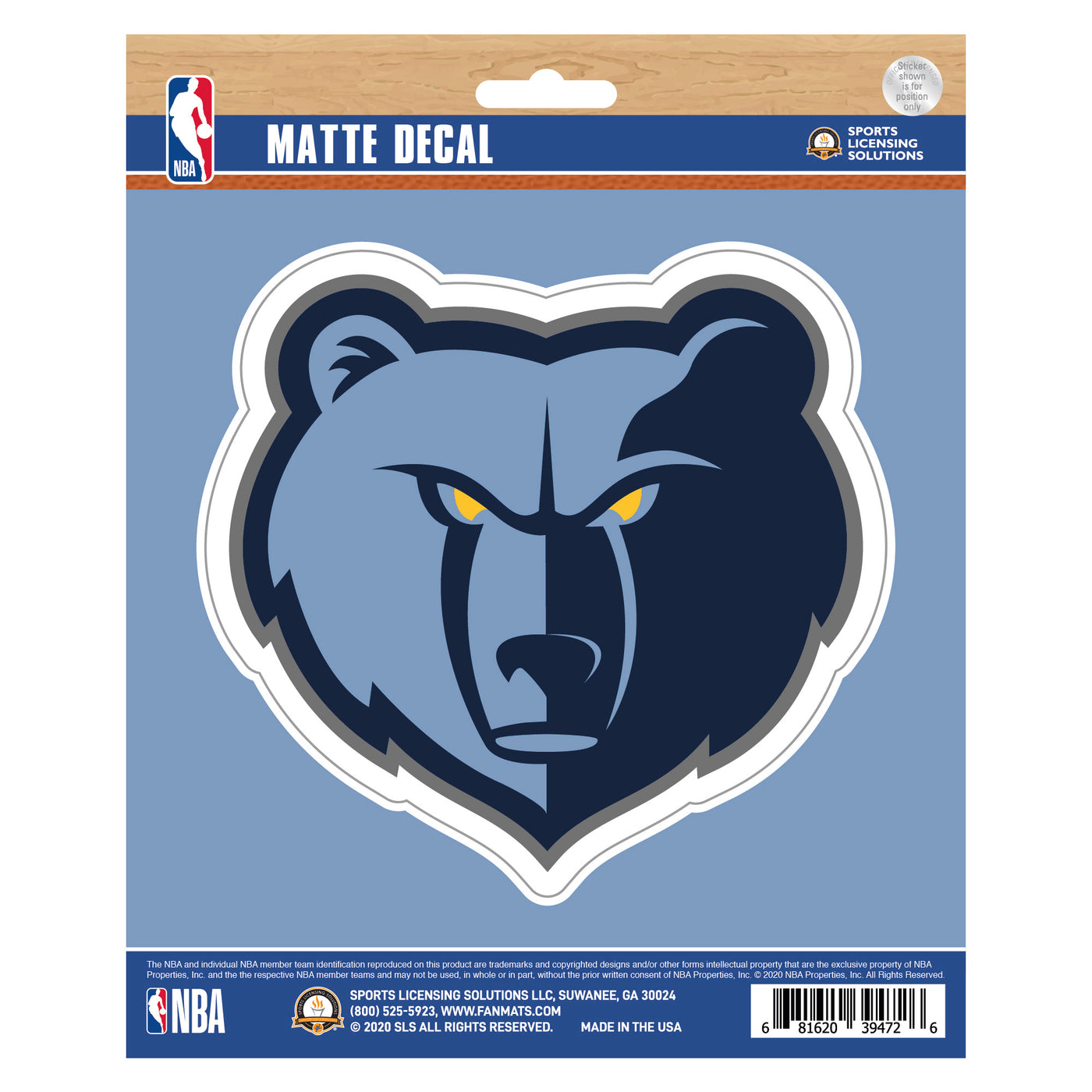 NBA - Memphis Grizzlies Matte Decal