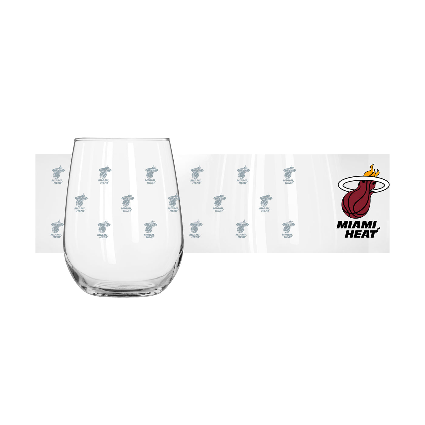 Miami Heat 16oz Satin Etch Curved Beverage Glass