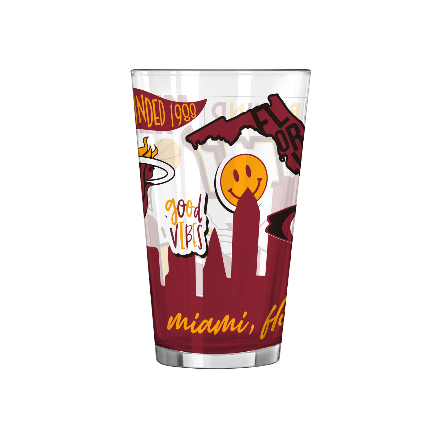 Miami Heat 16oz Native Pint Glass - Logo Brands