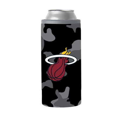 Miami Heat Black Camo 12oz Slim Can Coolie - Logo Brands