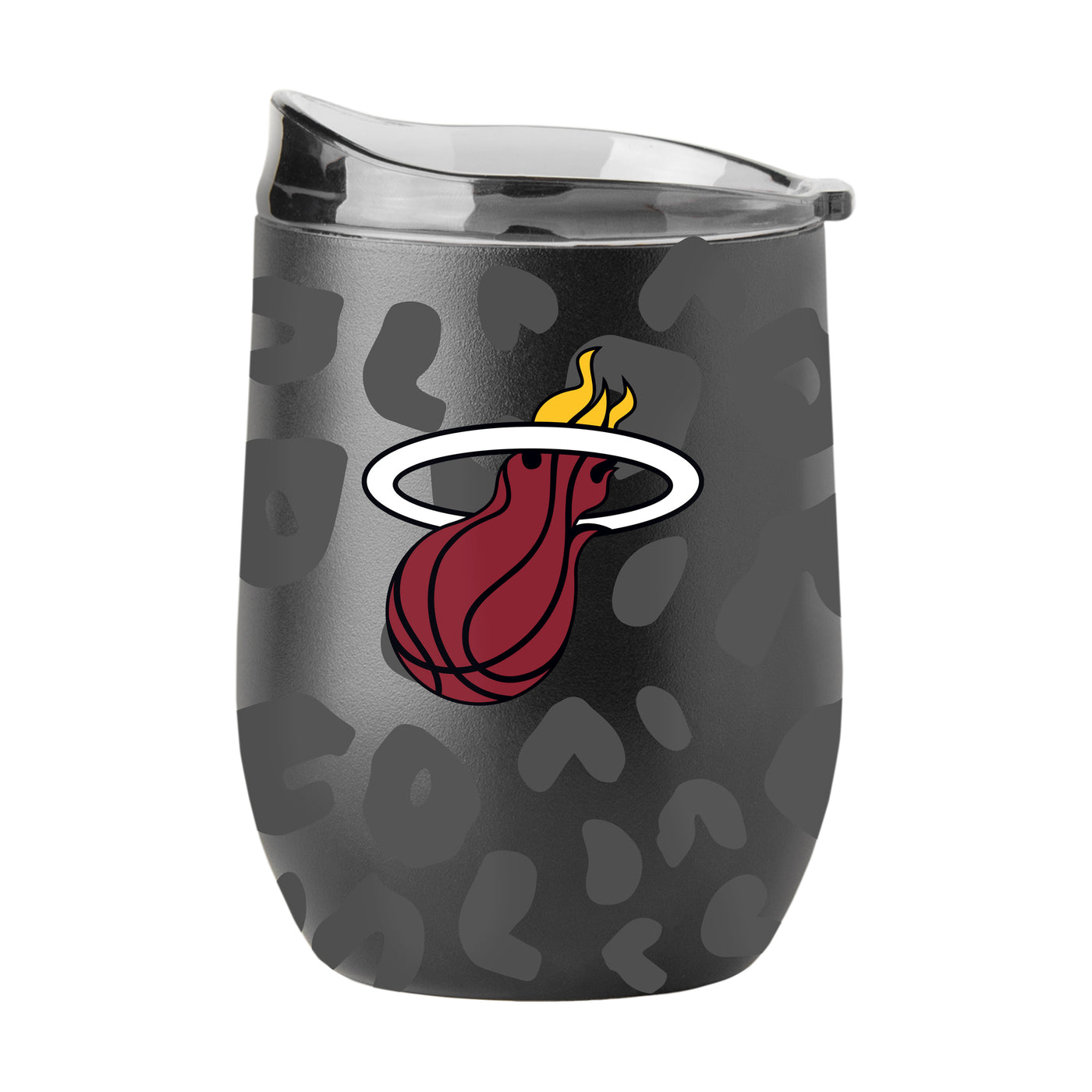 Miami Heat Leopard 16oz Black Powdercoat Curved Beverage