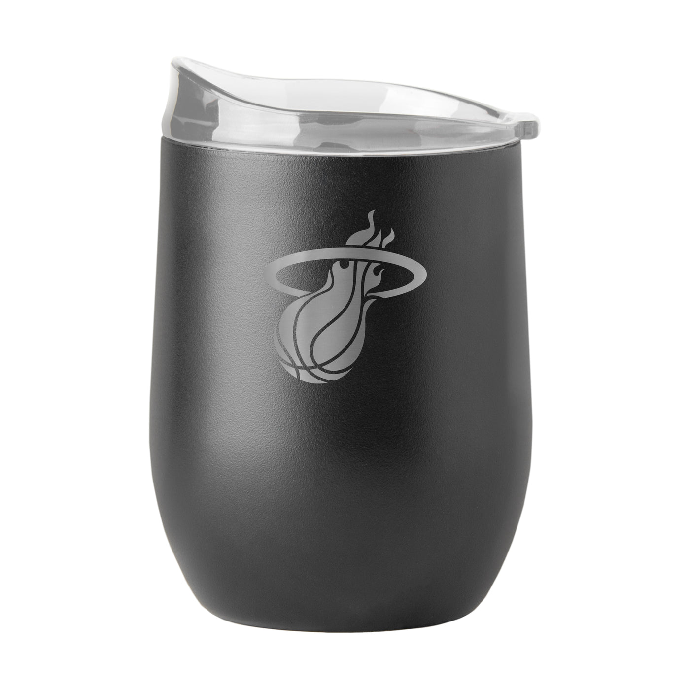 Miami Heat 16oz Black Etch Powder Coat Curved Bev