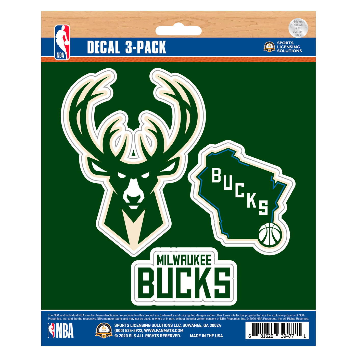 NBA - Milwaukee Bucks Decal 3-pk