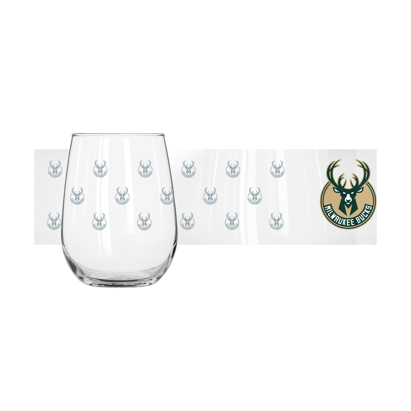 Milwaukee Bucks 16oz Satin Etch Curved Beverage Glass