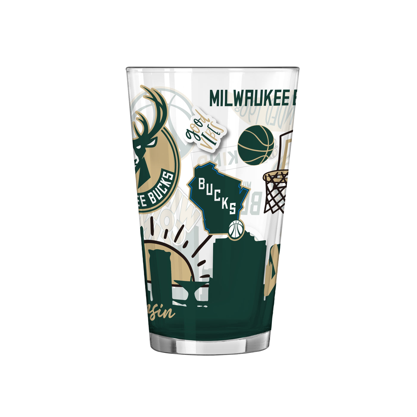 Milwaukee Bucks 16oz Native Pint Glass