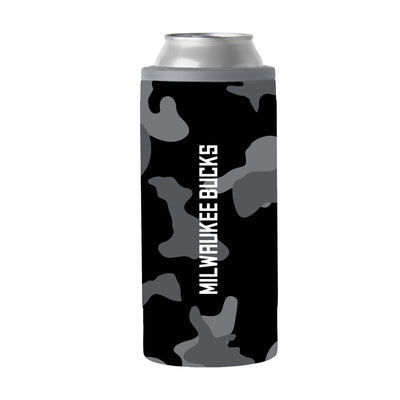 Milwaukee Bucks Black Camo 12oz Slim Can Coolie