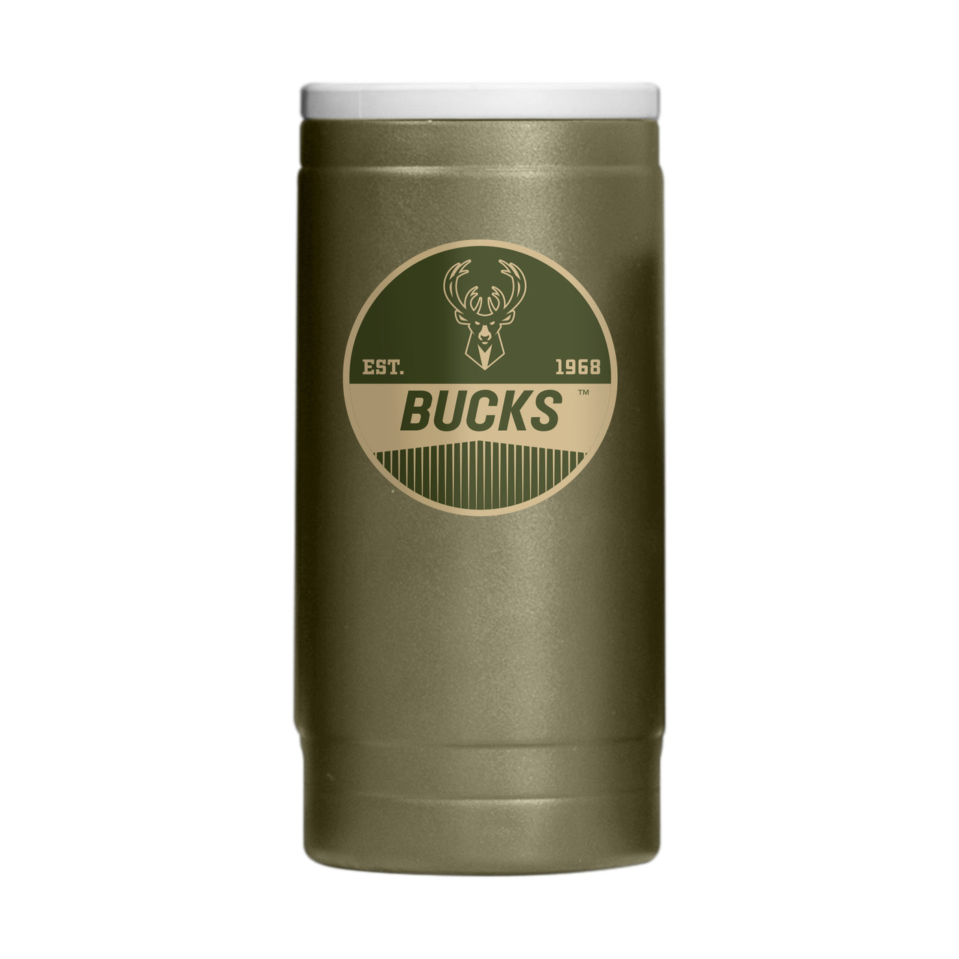 Milwaukee Bucks 12oz Badge Powdercoat SlimCan Coolie